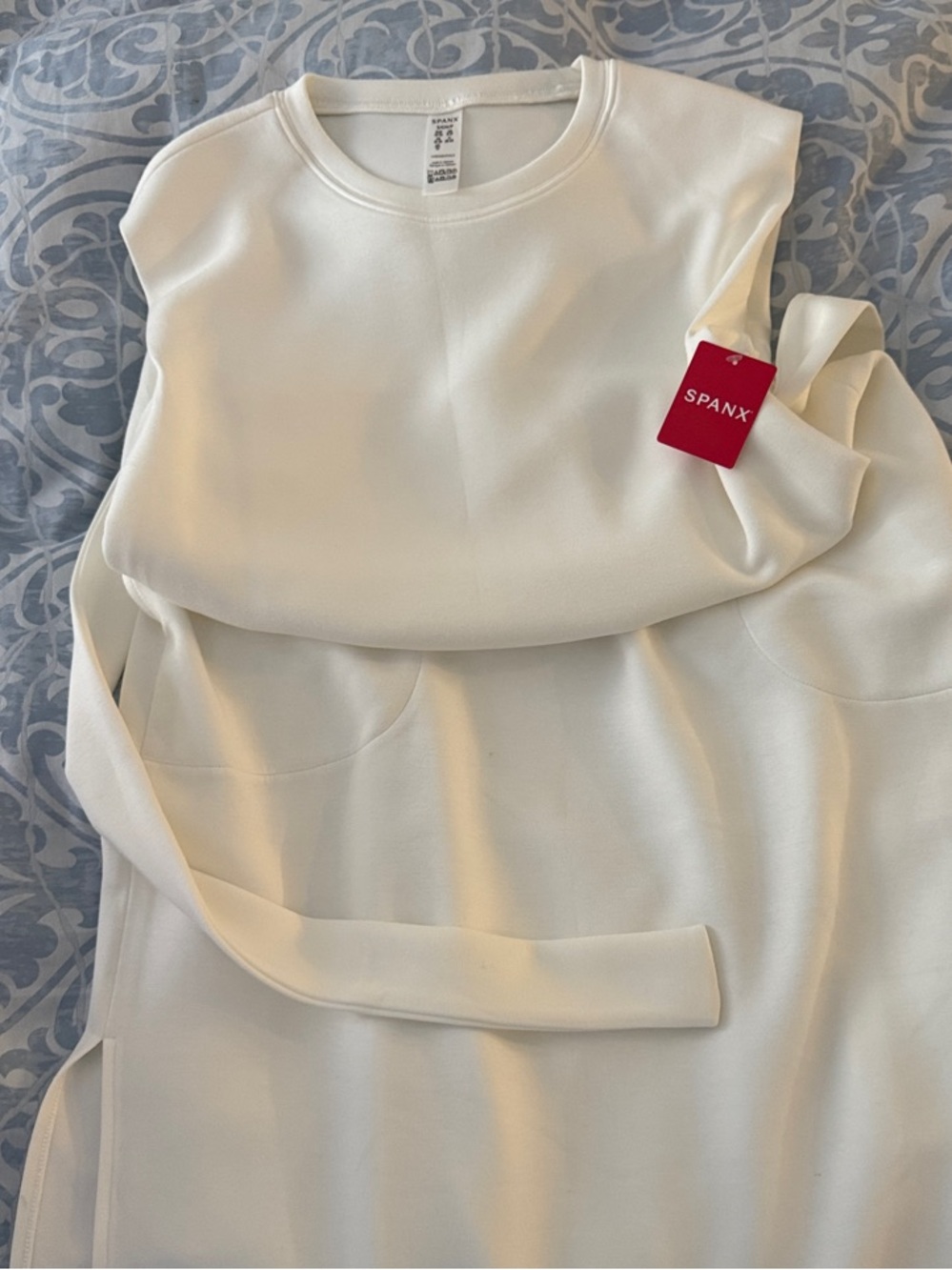 SPANX Cream midi Sleeveless Belted Midi Dress